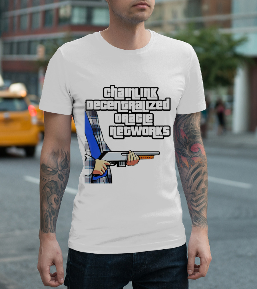 Chainlink Decentralized Oracle Networks Plaid Shirt Shotgun T-Shirt