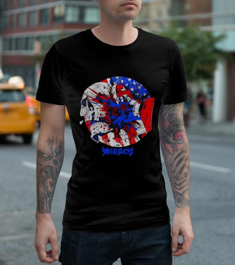 Young Bucks AEW Explosive American Skull Burst T-Shirt