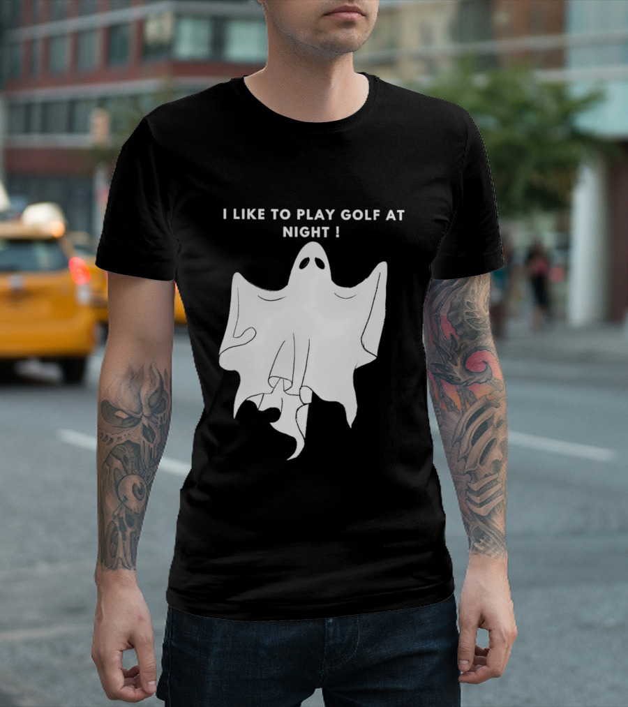 I Like to Play Golf at Night Ghost T-Shirt