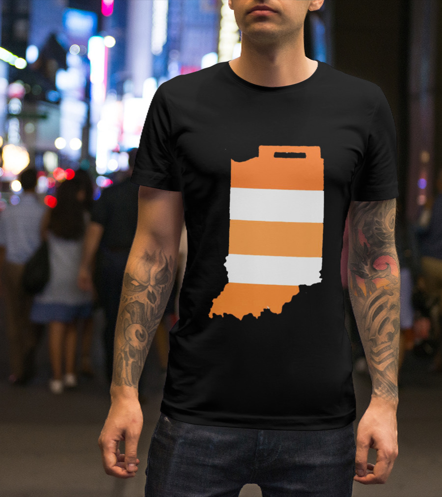 Indiana Under Construction Traffic Barrel Shape T-Shirt