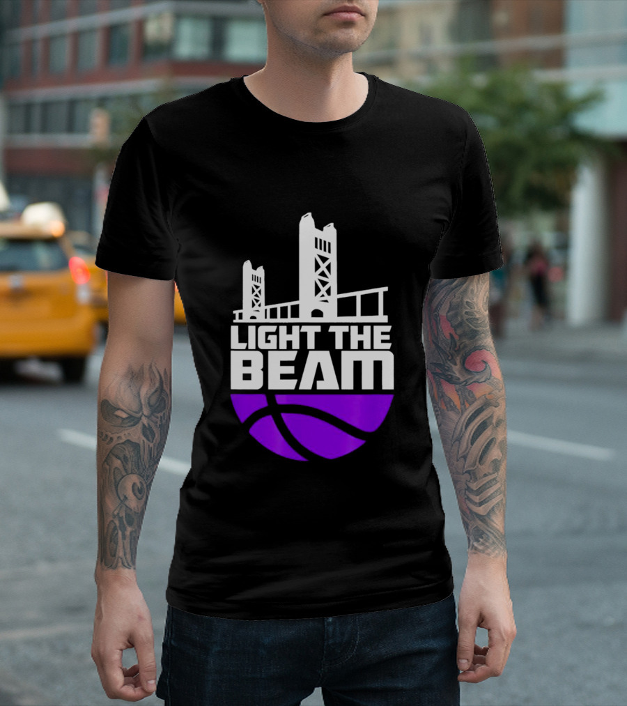 Light The Beam Sacramento Kings Skyline Basketball T-Shirt
