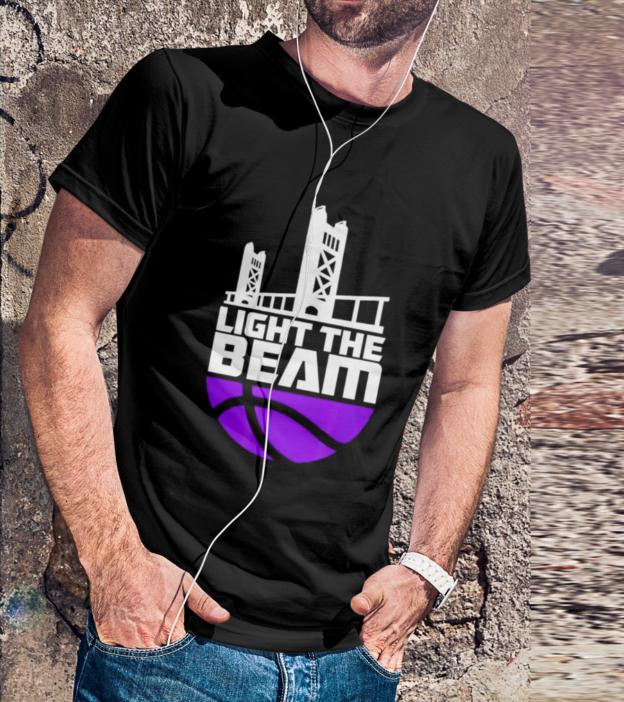 Light The Beam Sacramento Kings Skyline Basketball T-Shirt