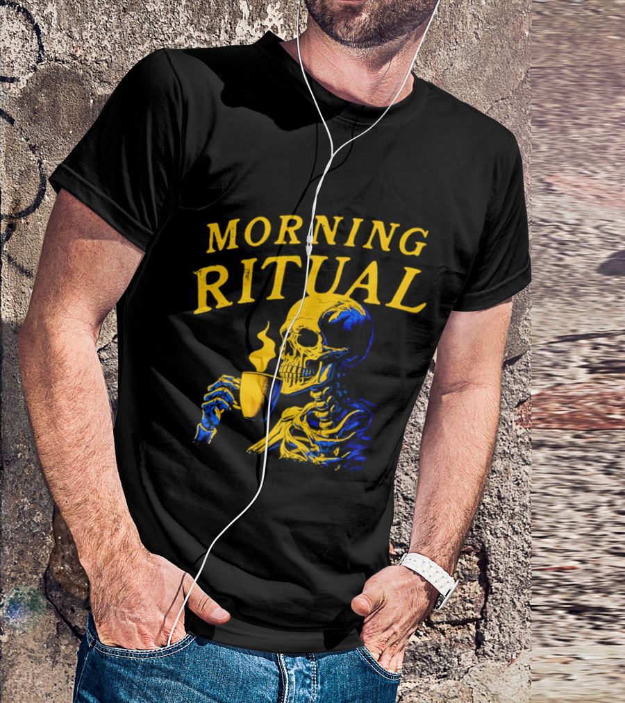 Morning Ritual Skeleton Coffee Cup T-Shirt