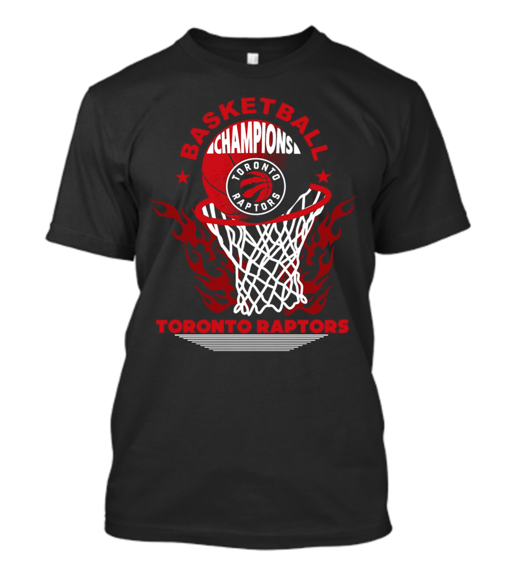 Toronto Raptors Basketball Champions Flames Hoops T-Shirt