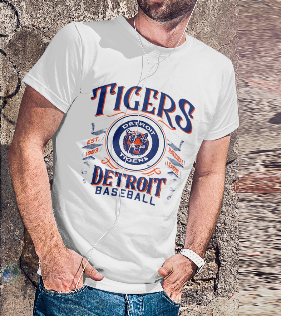 Tigers Detroit Baseball Est 1883 National League Detroit Tigers T-Shirt
