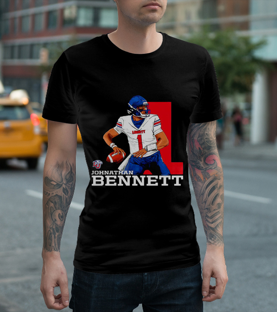 Johnathan Bennett Liberty Flames NCAA Football Quarterback Caricature T-Shirt