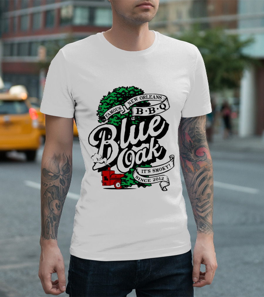 Famous Blue Oak New Orleans BBQ It's Smoky Since 2012 T-Shirt