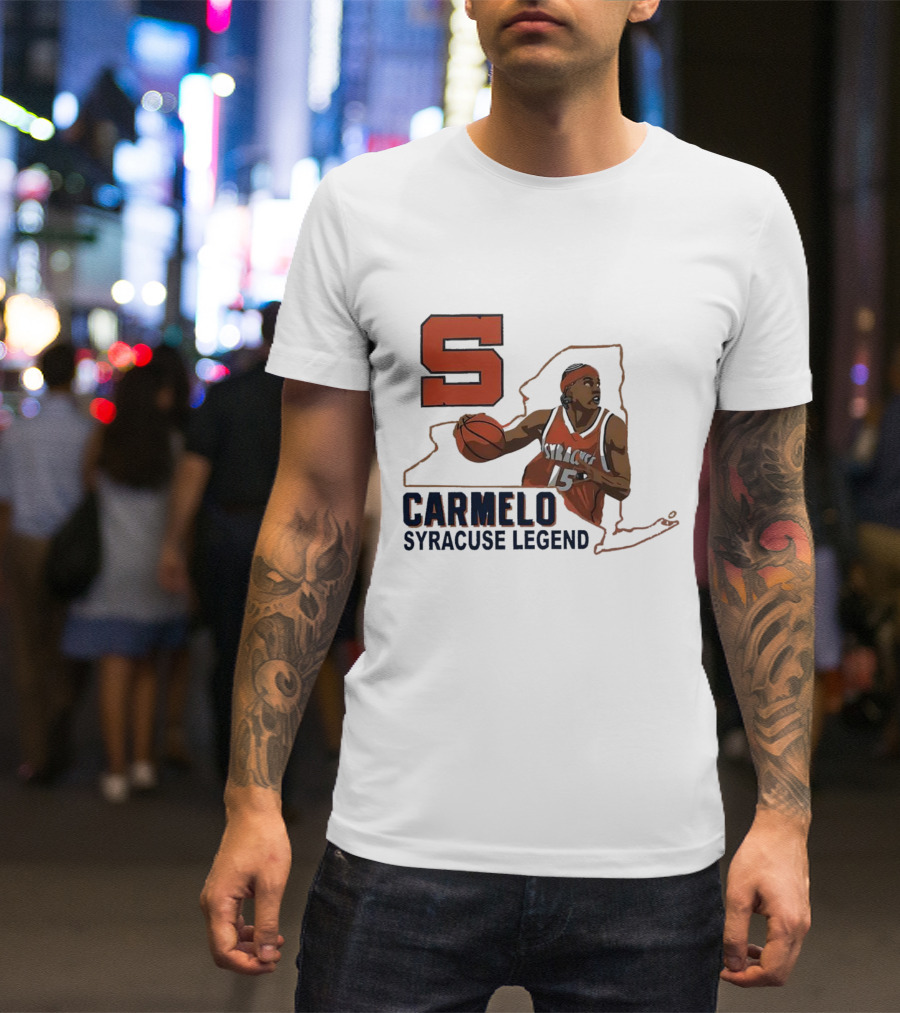 Carmelo Anthony Syracuse Legend Basketball Orange Number 15 T-Shirt