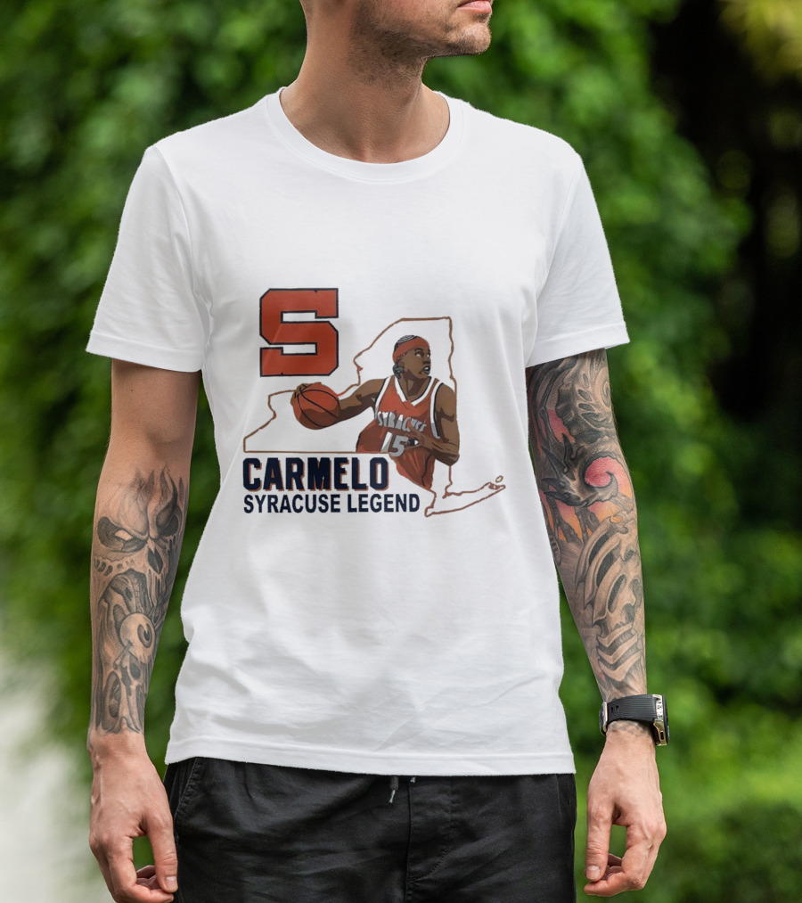 Carmelo Anthony Syracuse Legend Basketball Orange Number 15 T-Shirt