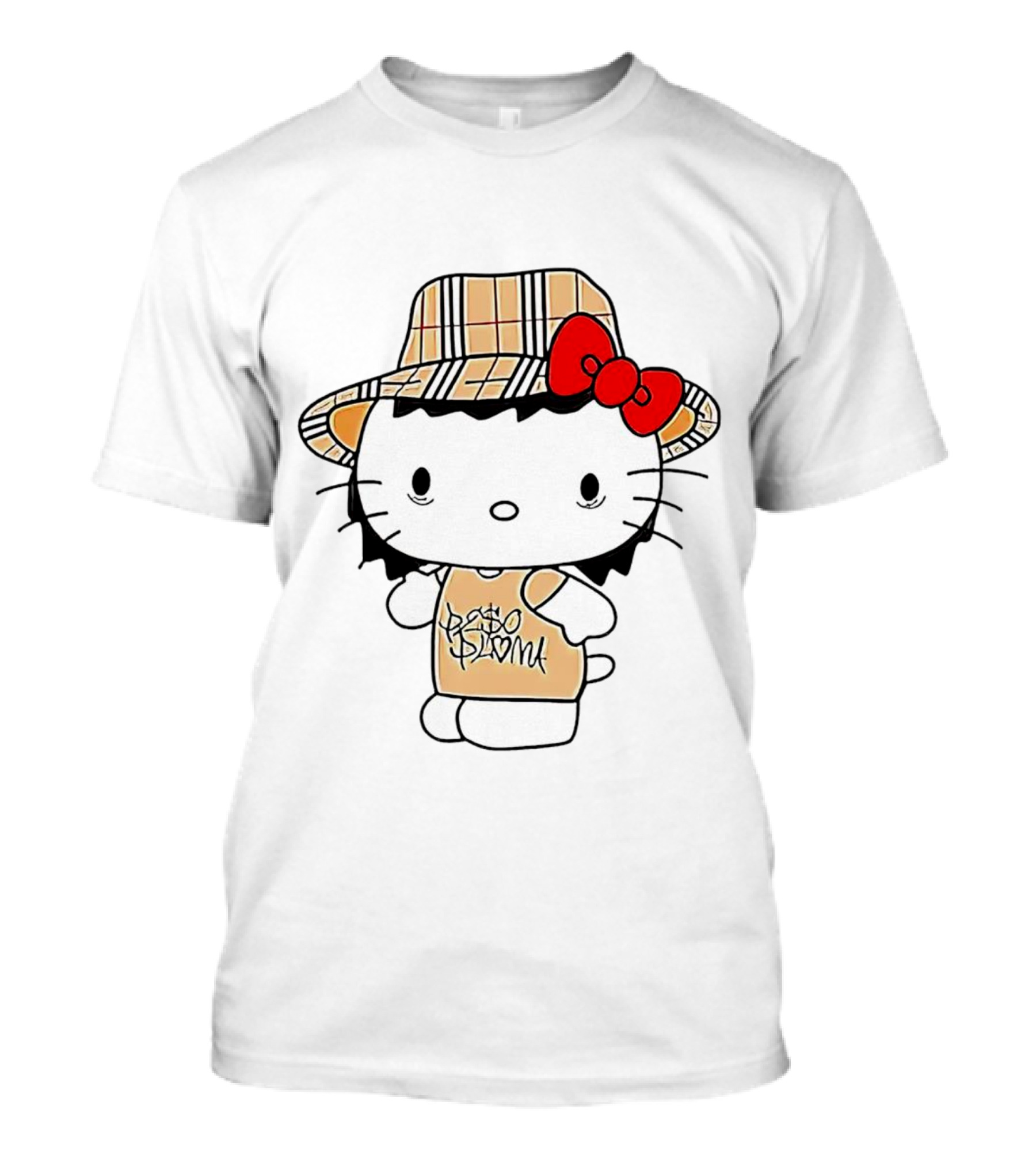 Peso Pluma Hello Kitty Plaid Hat Red Bow T-Shirt