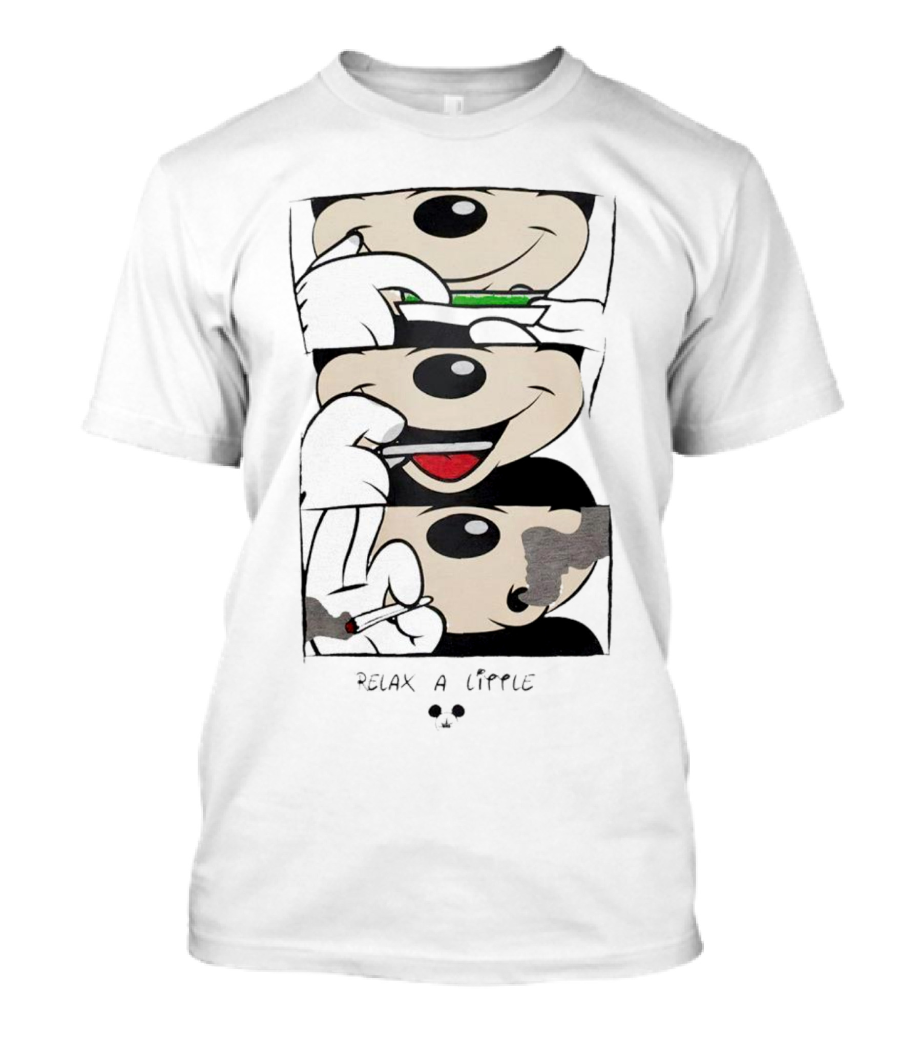 Mickey Relax A Little Smoking Cartoon Comic Strip T-Shirt