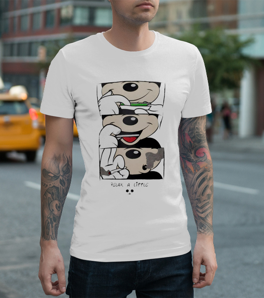 Mickey Relax A Little Smoking Cartoon Comic Strip T-Shirt