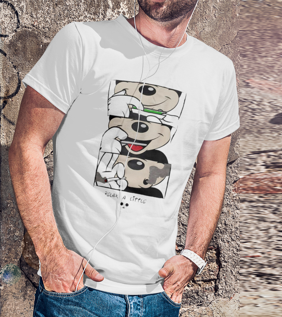 Mickey Relax A Little Smoking Cartoon Comic Strip T-Shirt