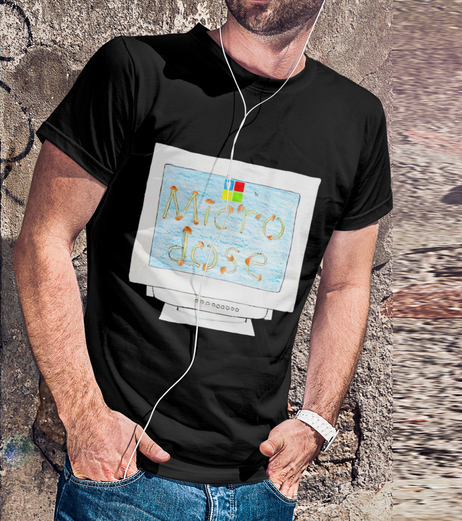 Microdose Windows Parody With Magic Mushrooms On Vintage Computer Screen T-Shirt