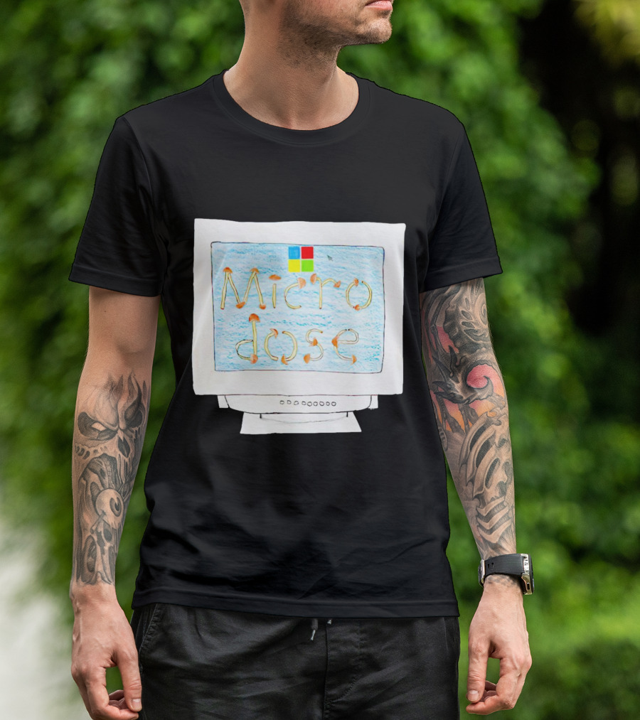 Microdose Windows Parody With Magic Mushrooms On Vintage Computer Screen T-Shirt