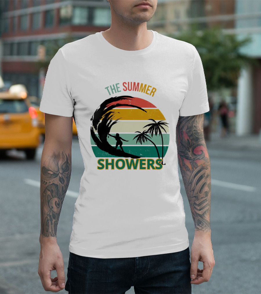 The Summer Showers Surfing Vintage Stripes T-Shirt