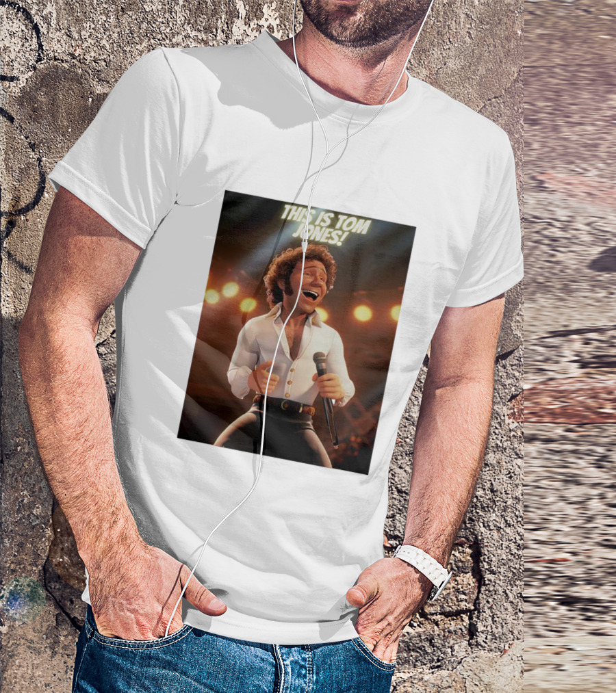 THIS IS TOM JONES Animated Character Holding Microphone Singing T-Shirt