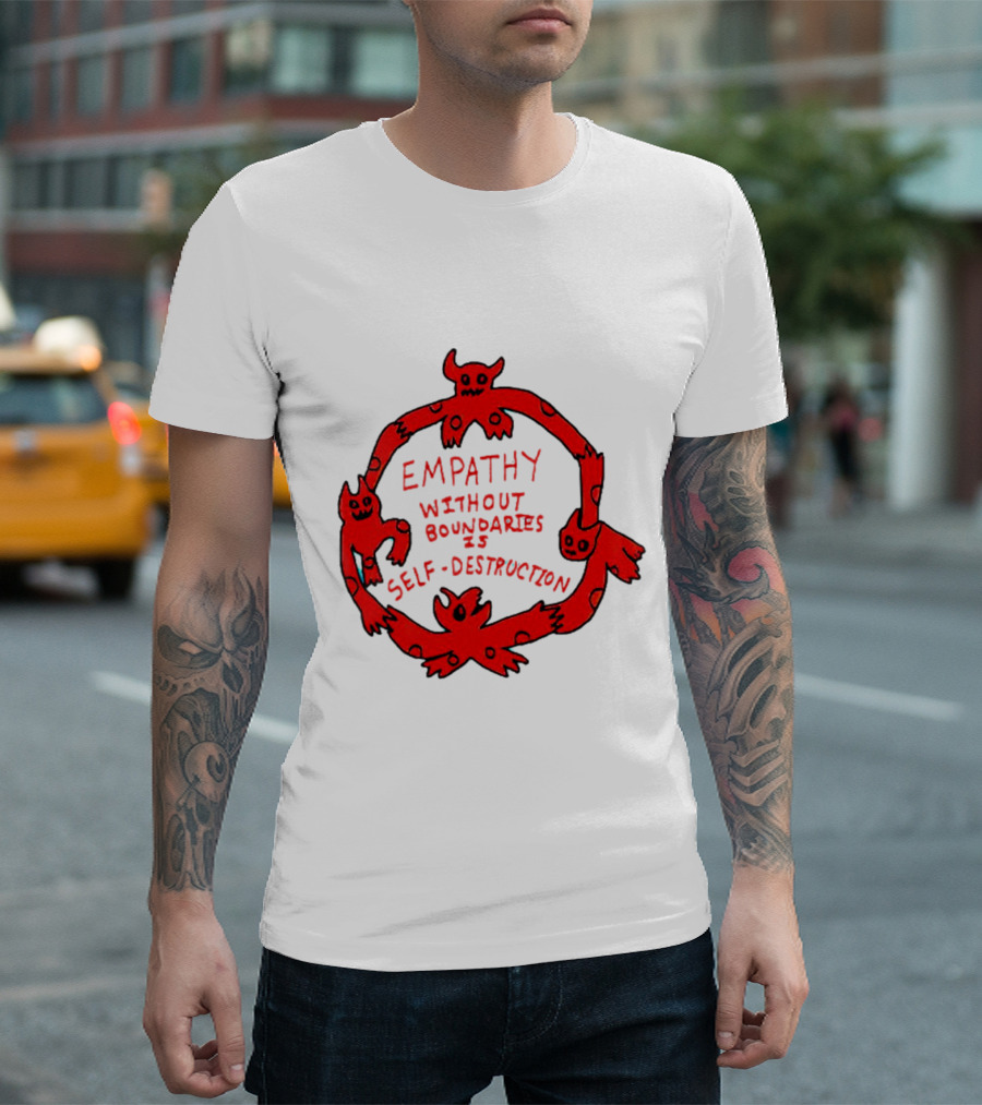 Empathy Without Boundaries Is Self-Destruction Red Demon Circle T-Shirt