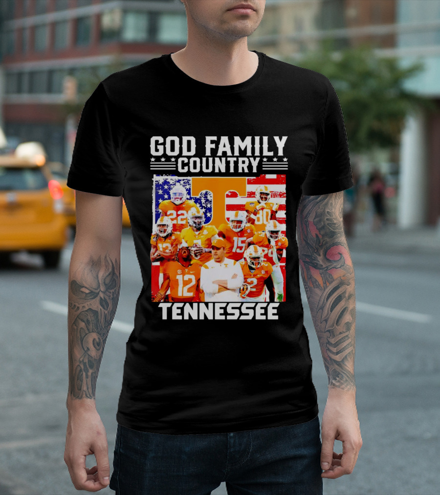 God Family Country Tennessee Volunteers Football American Flag T-Shirt