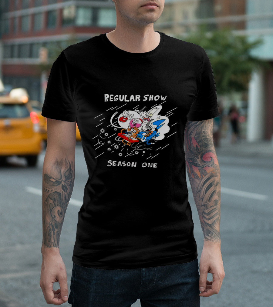 Regular Show Season One Animated Characters in Action T-Shirt