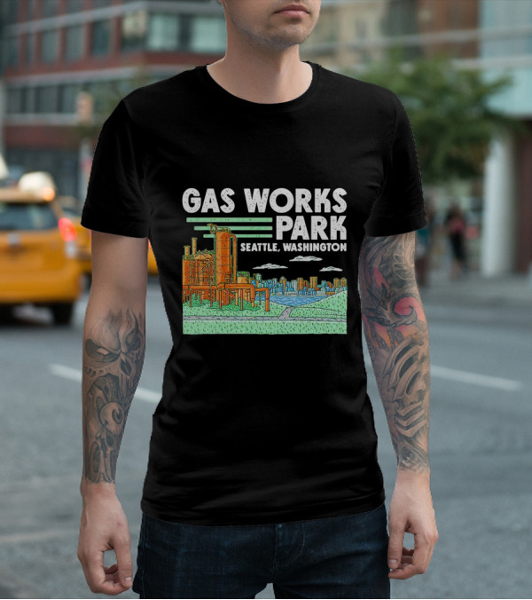 Gas Works Park Seattle Washington Industrial Landmark Skyline T-Shirt