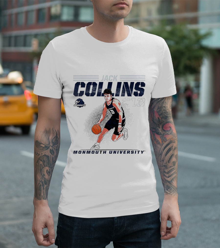 Jack Collins Monmouth University Basketball Number 13 Caricature T-Shirt