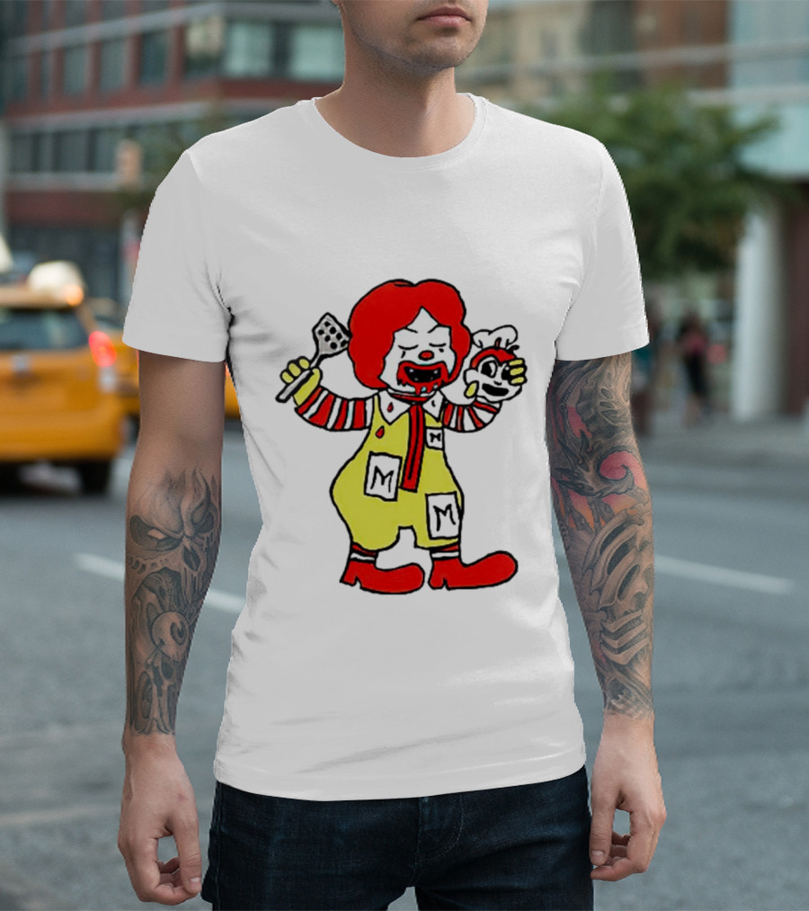 Mcdonalds x Jollibee Horror Crossover Halloween Mashup Character T-Shirt