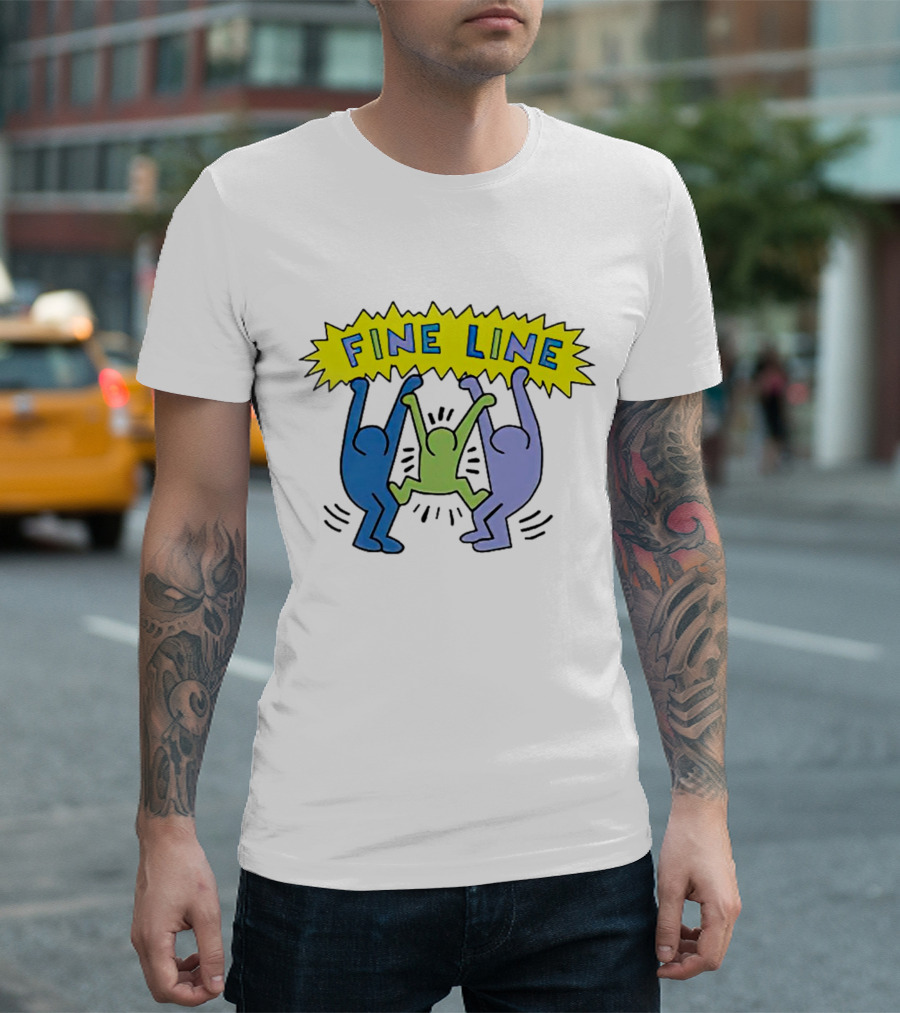 Fine Line Colorful Figures in Haring T-Shirt