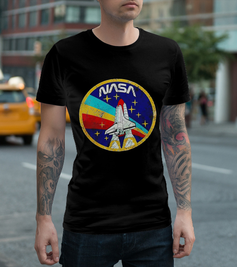 NASA Logo Space Shuttle Retro Rocket Stars T-Shirt