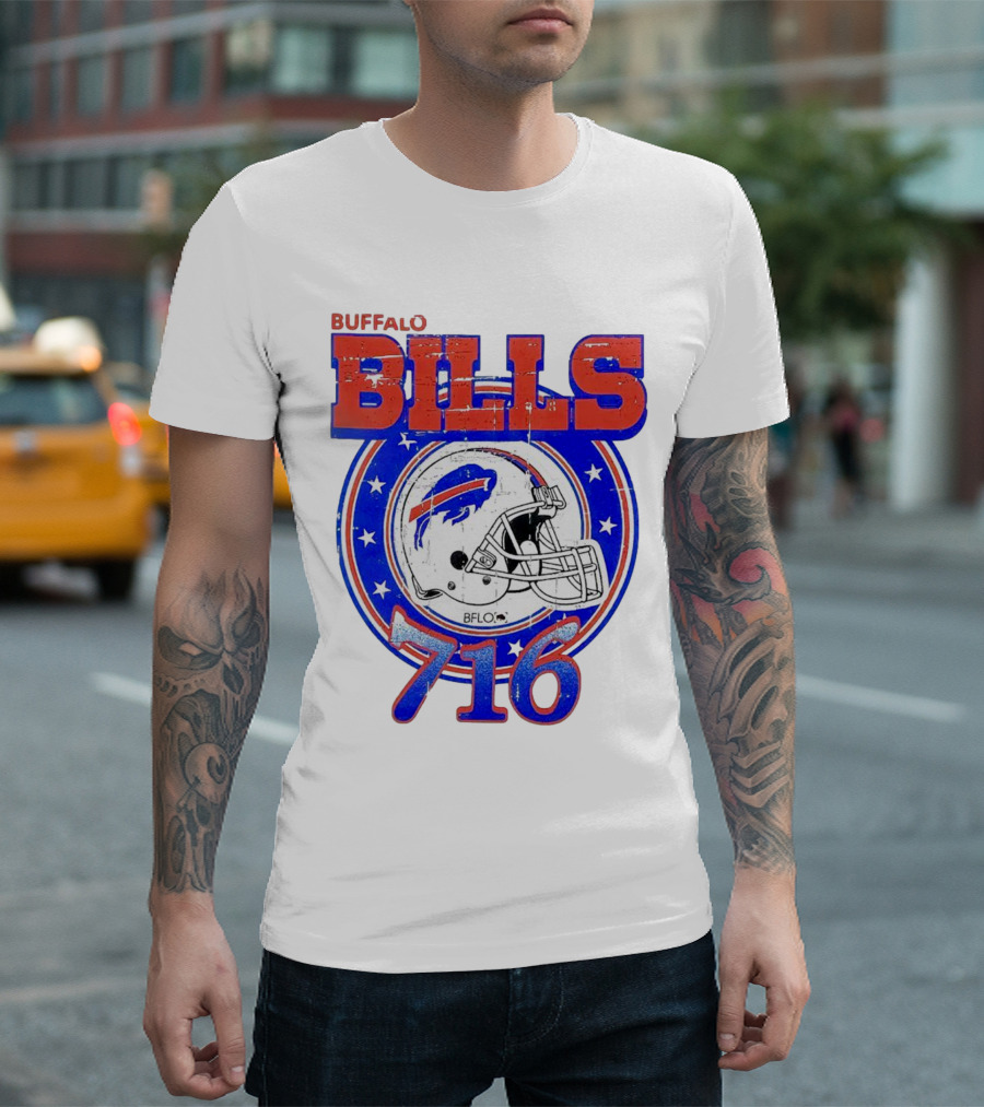 Buffalo Bills Bflo 716 Day Celebration Helmet Stars T-Shirt