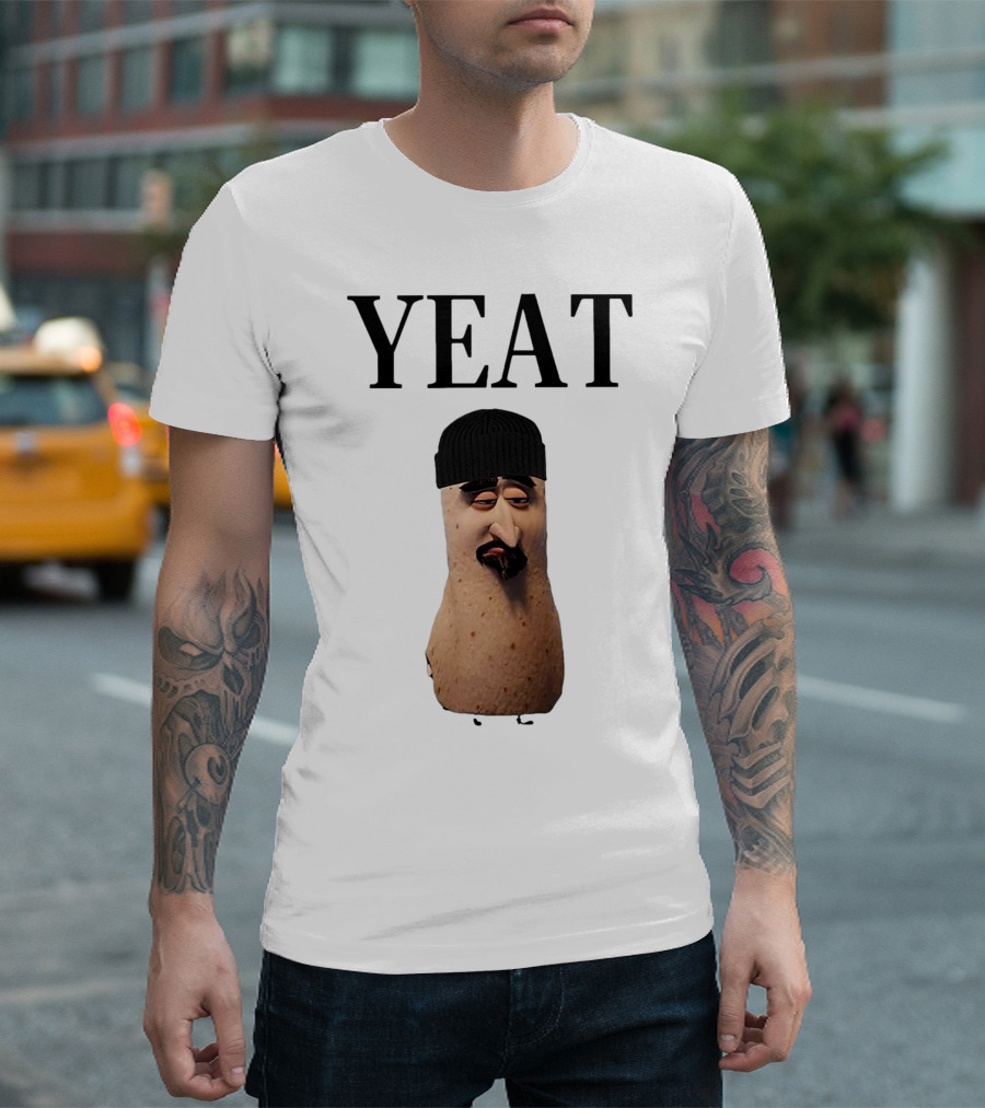 Yeat Luh Geeky Burrito Character with Beanie and Mustache T-Shirt