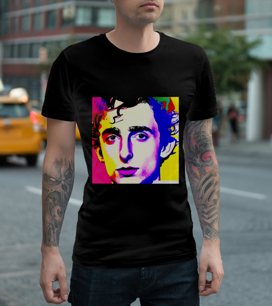 Timothee Chalamet Pop Art Portrait Multicolored Andy Warhol T-Shirt