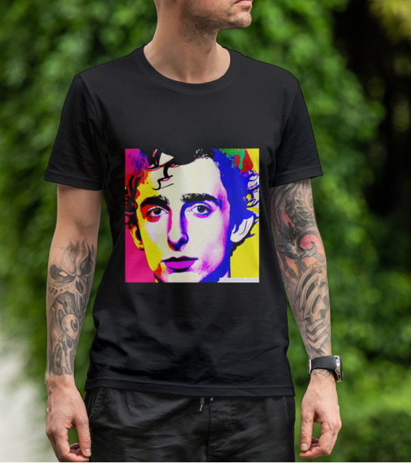 Timothee Chalamet Pop Art Portrait Multicolored Andy Warhol T-Shirt