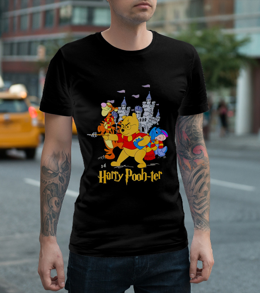 Winnie-the-Pooh Harry Pooh-ter Wizarding Wonders with Tigger and Eeyore in Castle Adventure T-Shirt