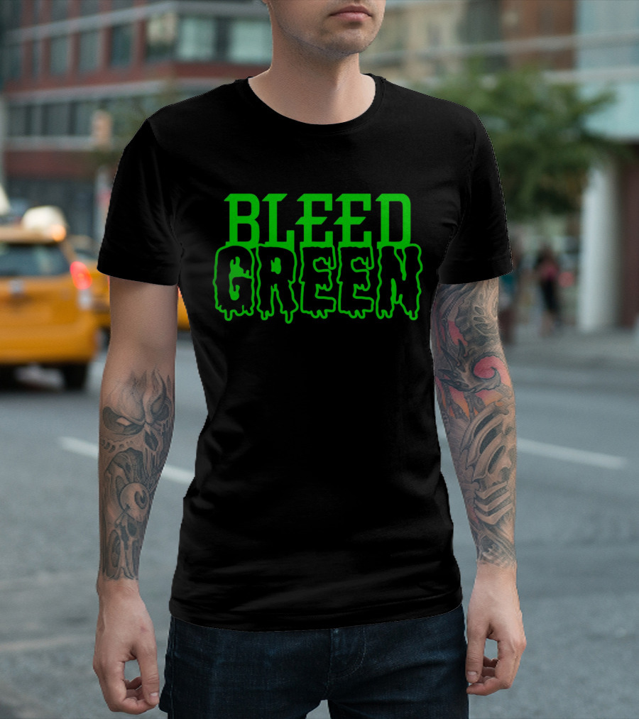 Bleed Green Dripping Neon Text T-Shirt