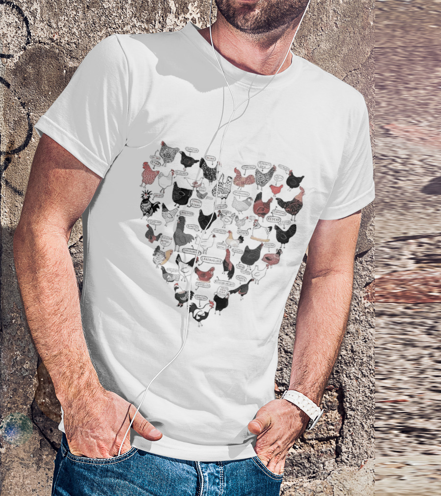 Chicken Heart Pattern With Cluck Speech Bubbles T-Shirt