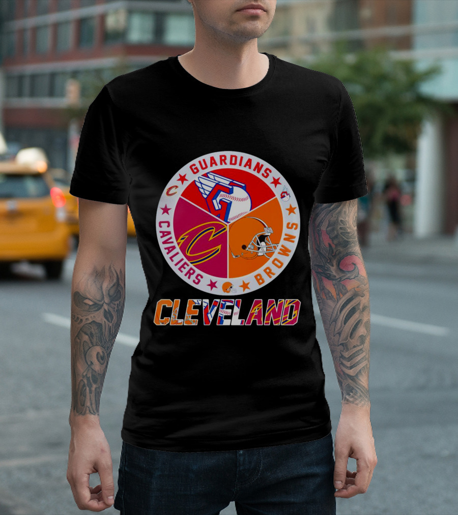 Cleveland Guardians Cavaliers Browns Logo Circle T-Shirt