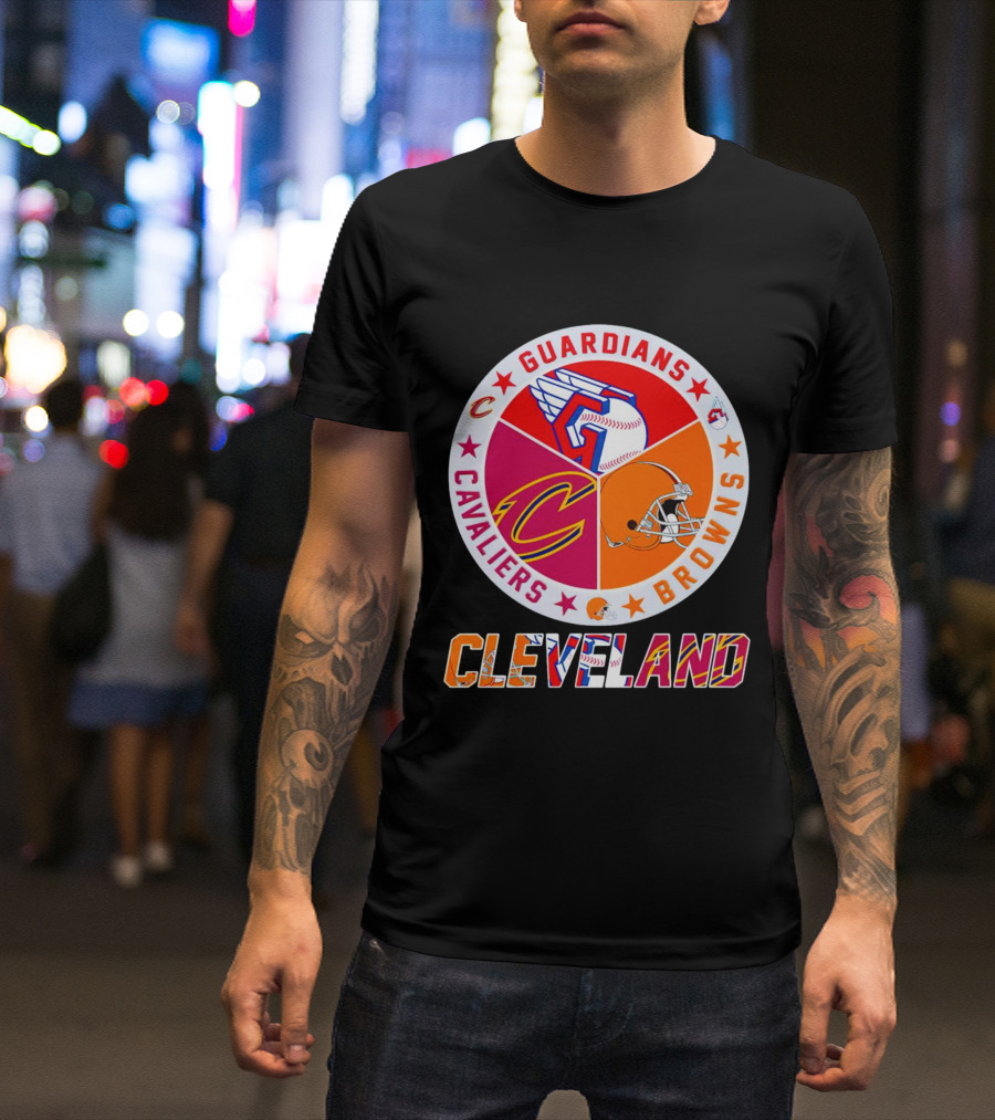 Cleveland Guardians Cavaliers Browns Logo Circle T-Shirt
