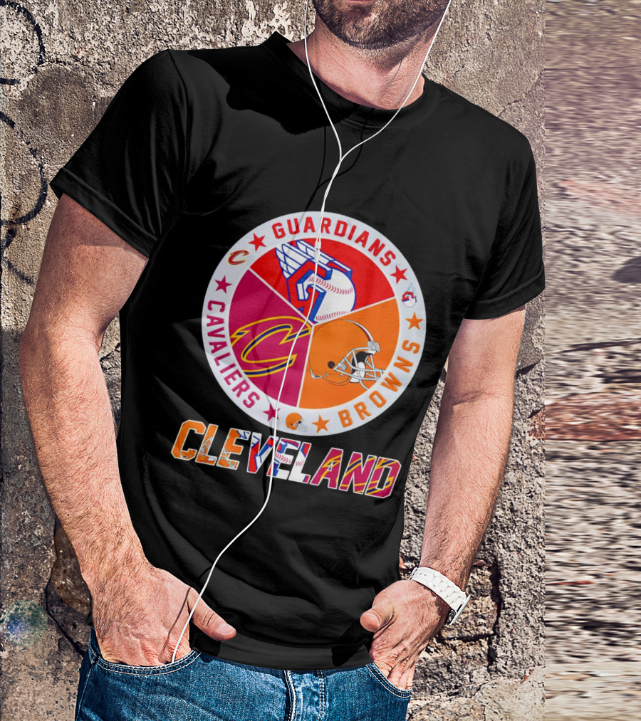Cleveland Guardians Cavaliers Browns Logo Circle T-Shirt