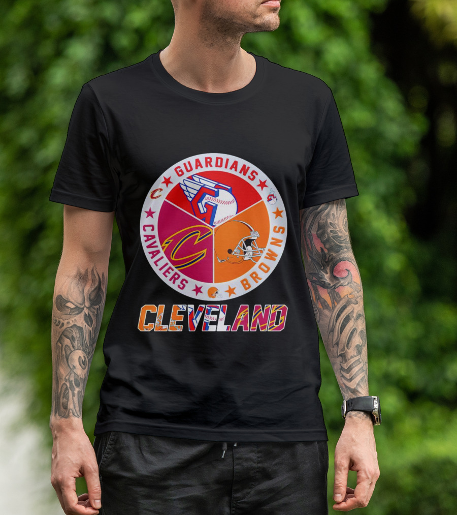 Cleveland Guardians Cavaliers Browns Logo Circle T-Shirt