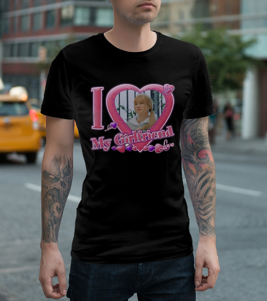 I Love My Girlfriend Love Heart Frame T-Shirt