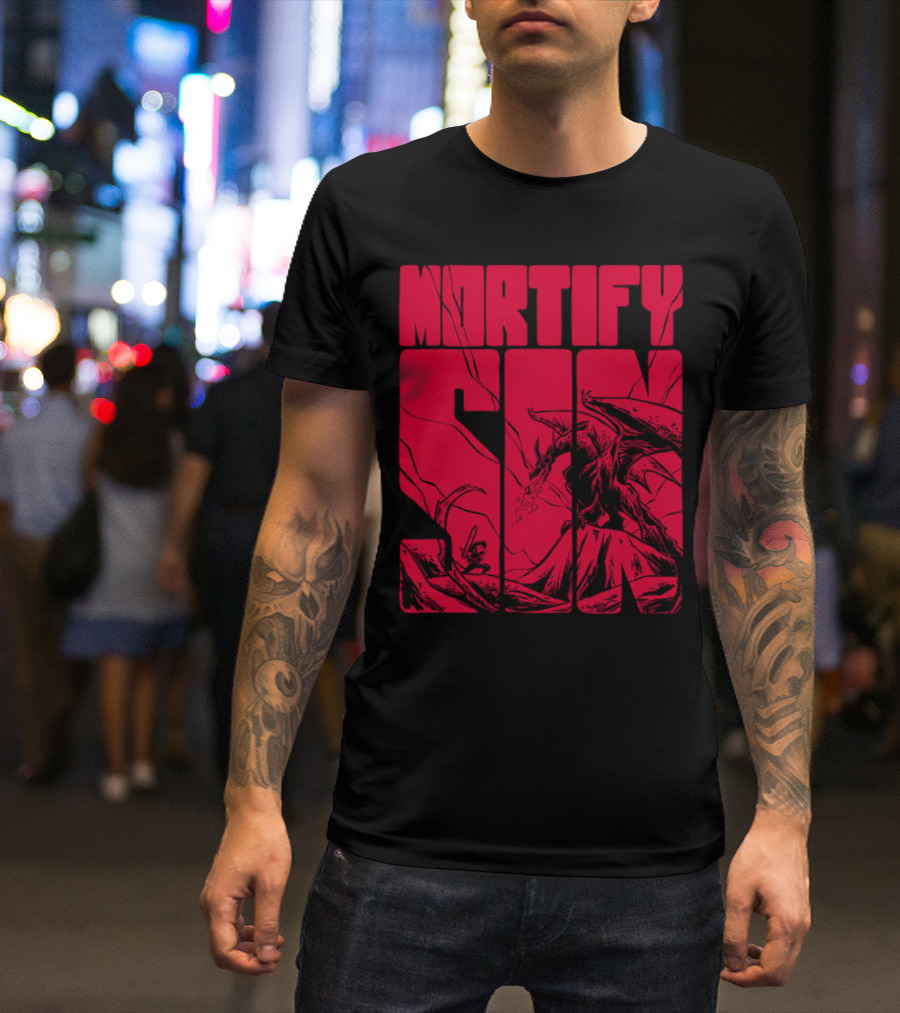 MORTIFY SIN Dark Battle With Fiery Behemoth T-Shirt