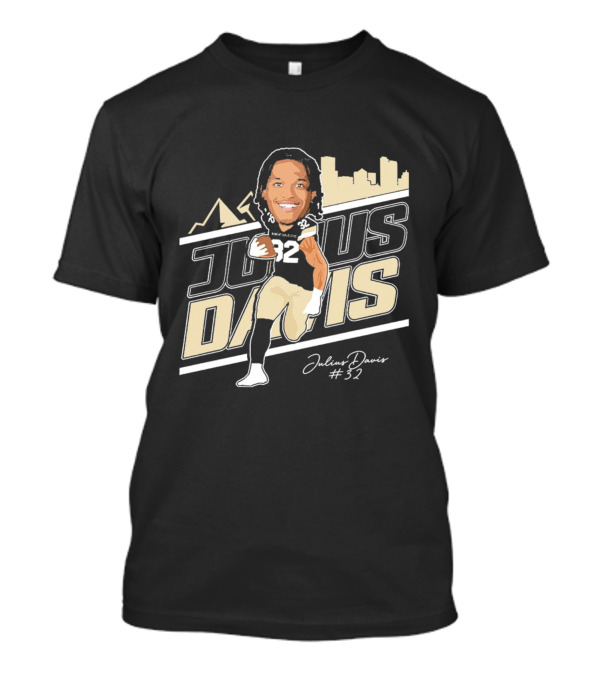 Julius Davis 32 Montana State Bobcats Football Player Skyline Signature T-Shirt