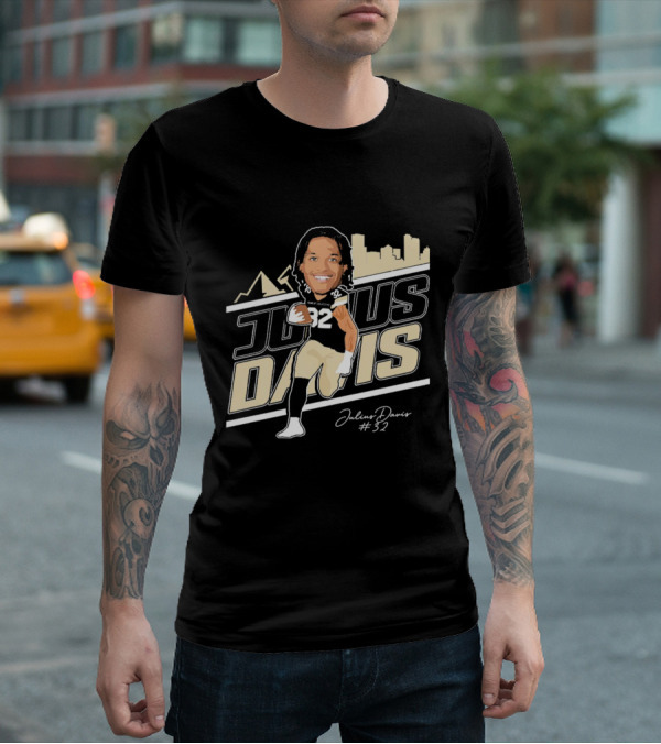 Julius Davis 32 Montana State Bobcats Football Player Skyline Signature T-Shirt