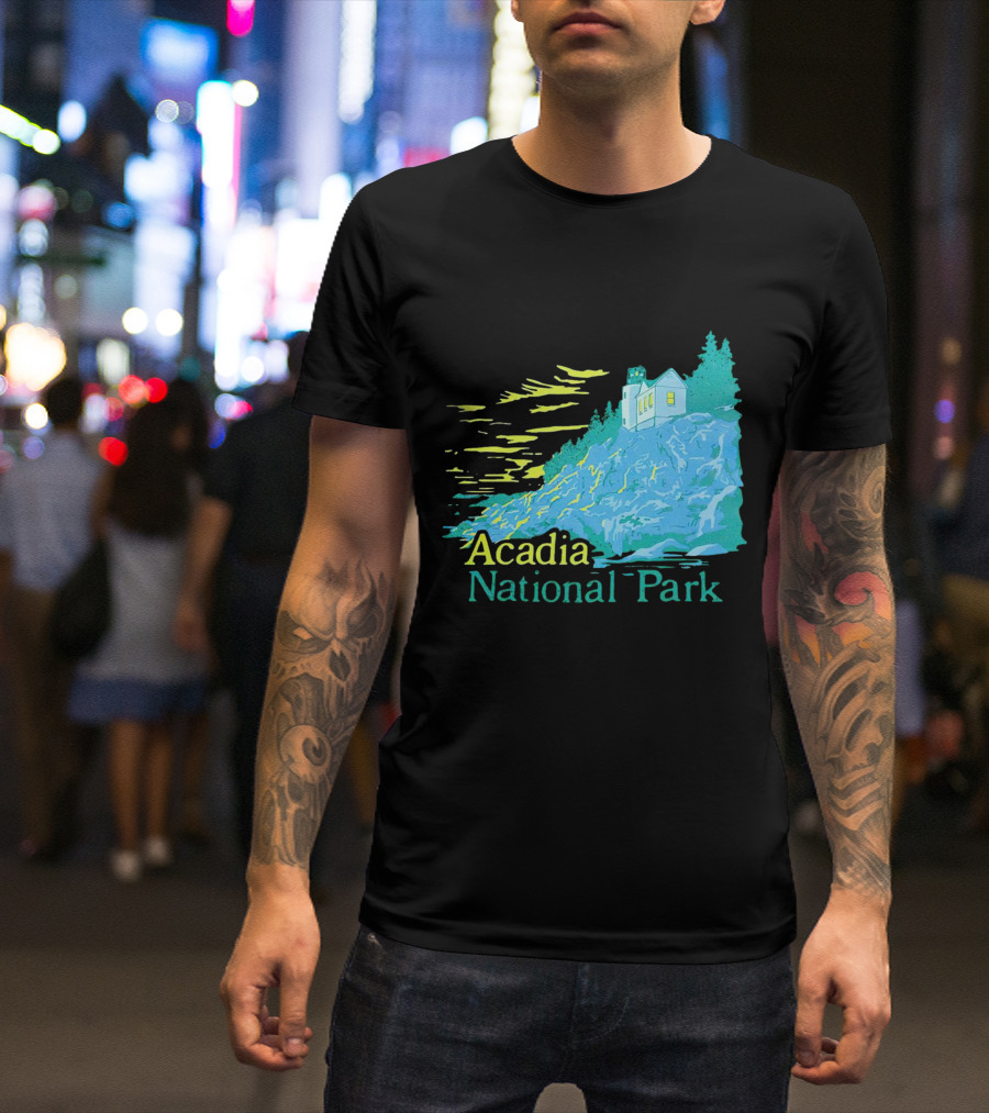 Acadia National Park Scenic Lighthouse And Rocky Cliff T-Shirt