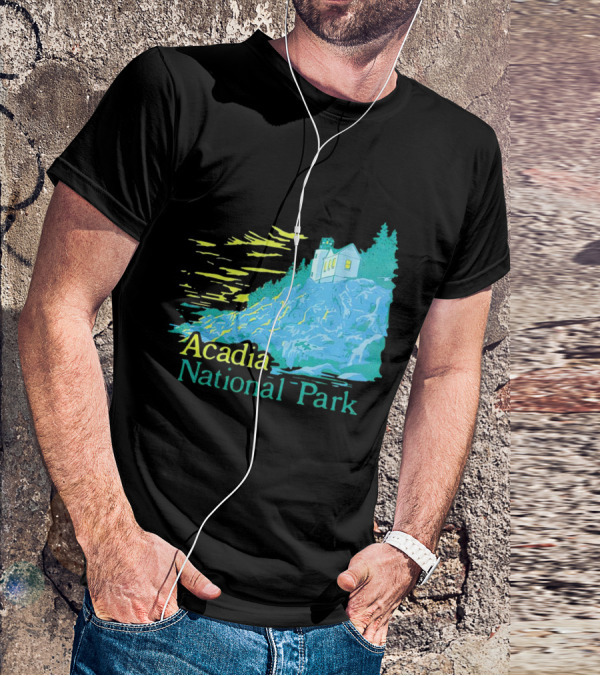 Acadia National Park Scenic Lighthouse And Rocky Cliff T-Shirt