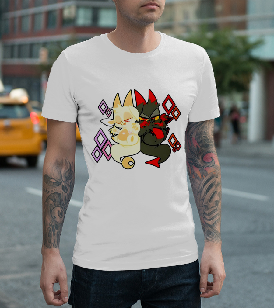 Chikn Nuggit Fwench Fwy Diamond Pattern Characters T-Shirt
