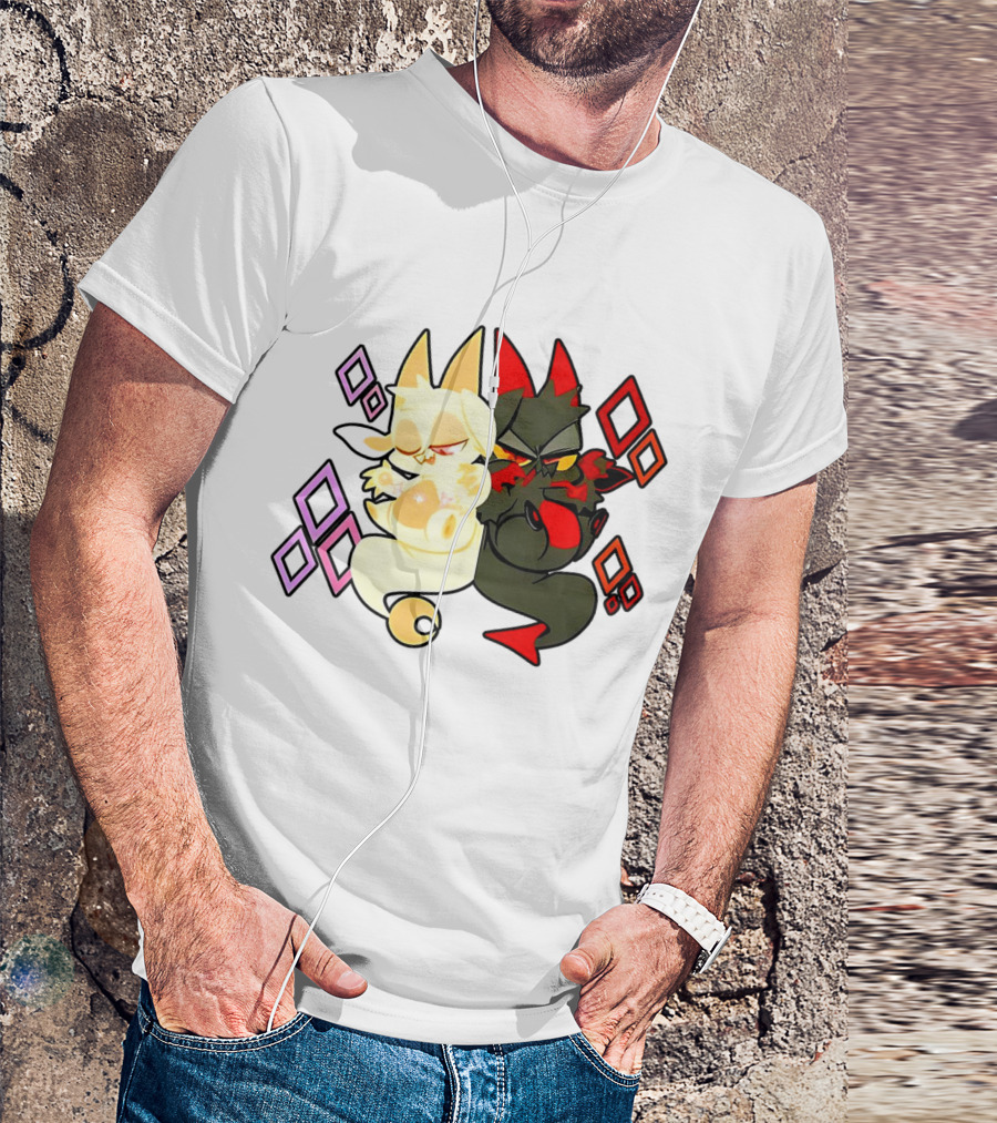 Chikn Nuggit Fwench Fwy Diamond Pattern Characters T-Shirt