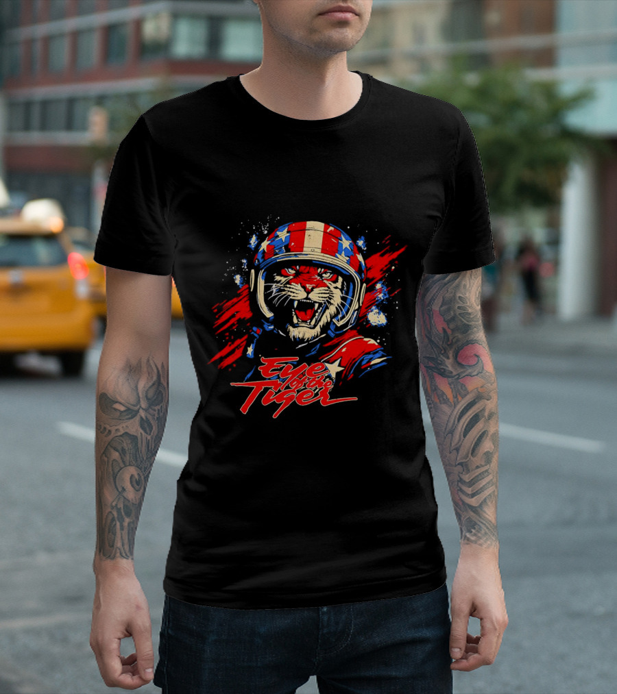 Eye of the Tiger American Patriotic Helmet T-Shirt