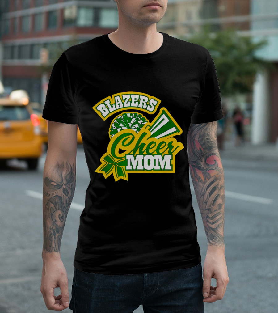 Blazers Cheer Mom Pom Pom and Megaphone Enthusiast T-Shirt